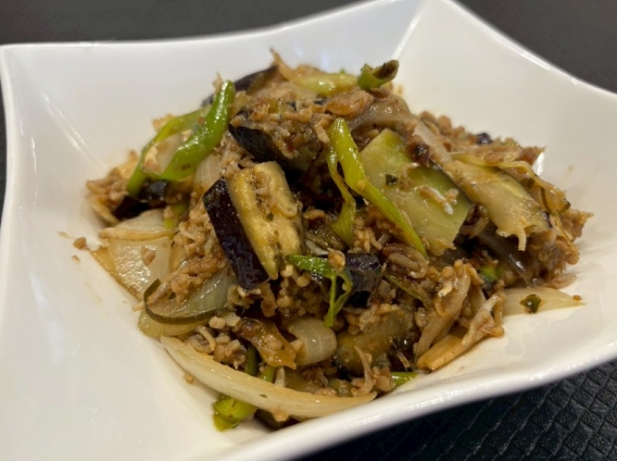 茄子と鶏ミンチのじゃこ炒め